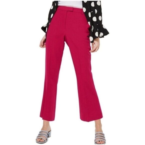 Topshop Slim Kick Flare Trousers Dark Magenta Size 8 - Picture 1 of 10